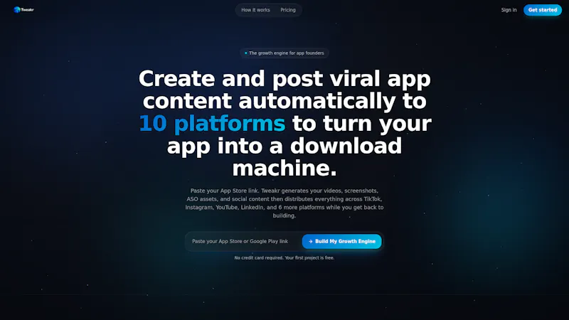 Tweakr — Content OS for App Founders screenshot 1