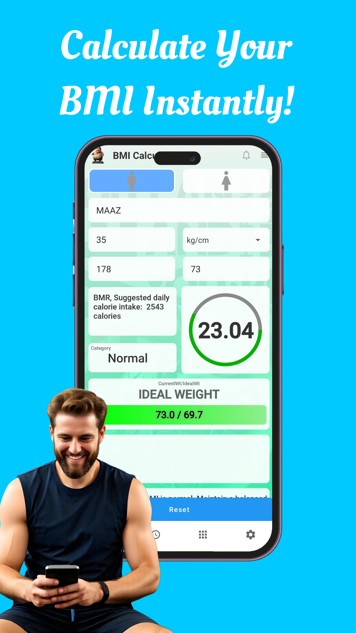 Máy tính sức khỏe, BMI, BMR media 1