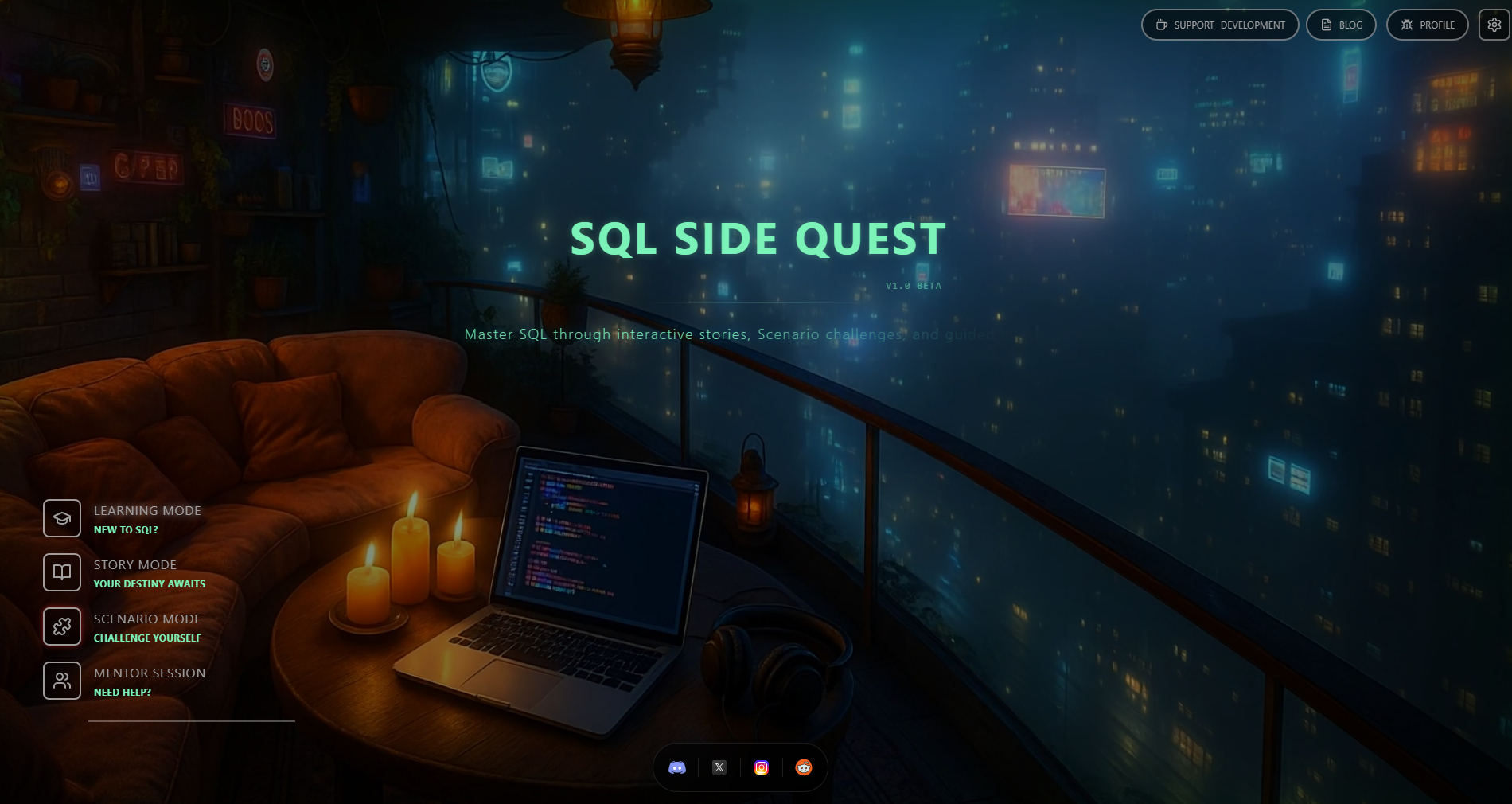 SQL SIDE QUEST - Main product screenshot demonstrating key features and user interface