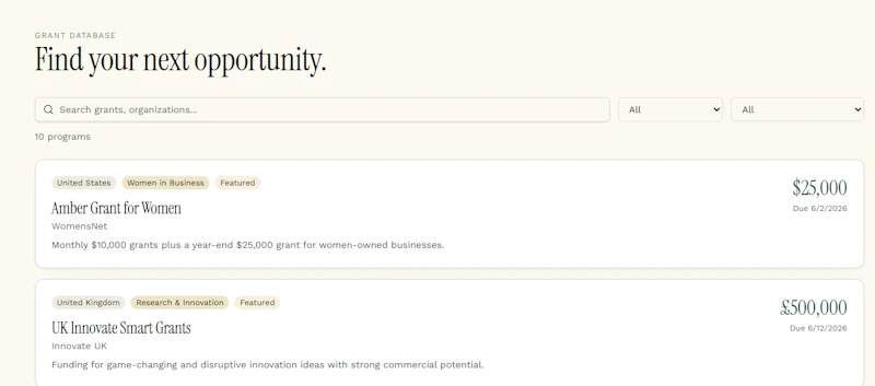 GrantVault  Where funding finds founders screenshot 2