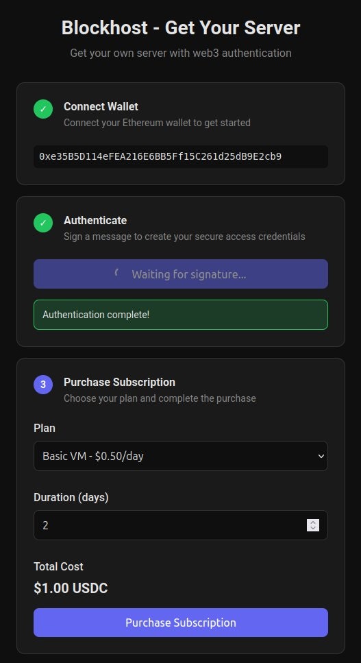 BlockHost OS - Screenshot 4 showing product features and functionality