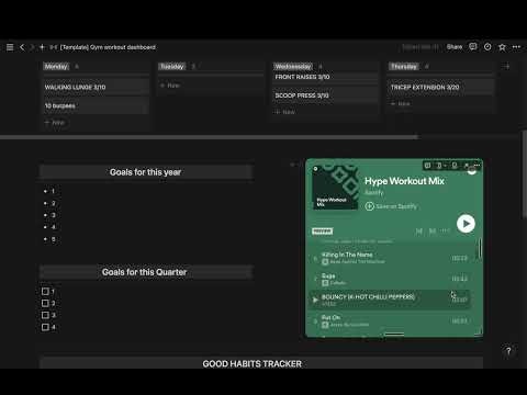 Notion workout planner template gallery image