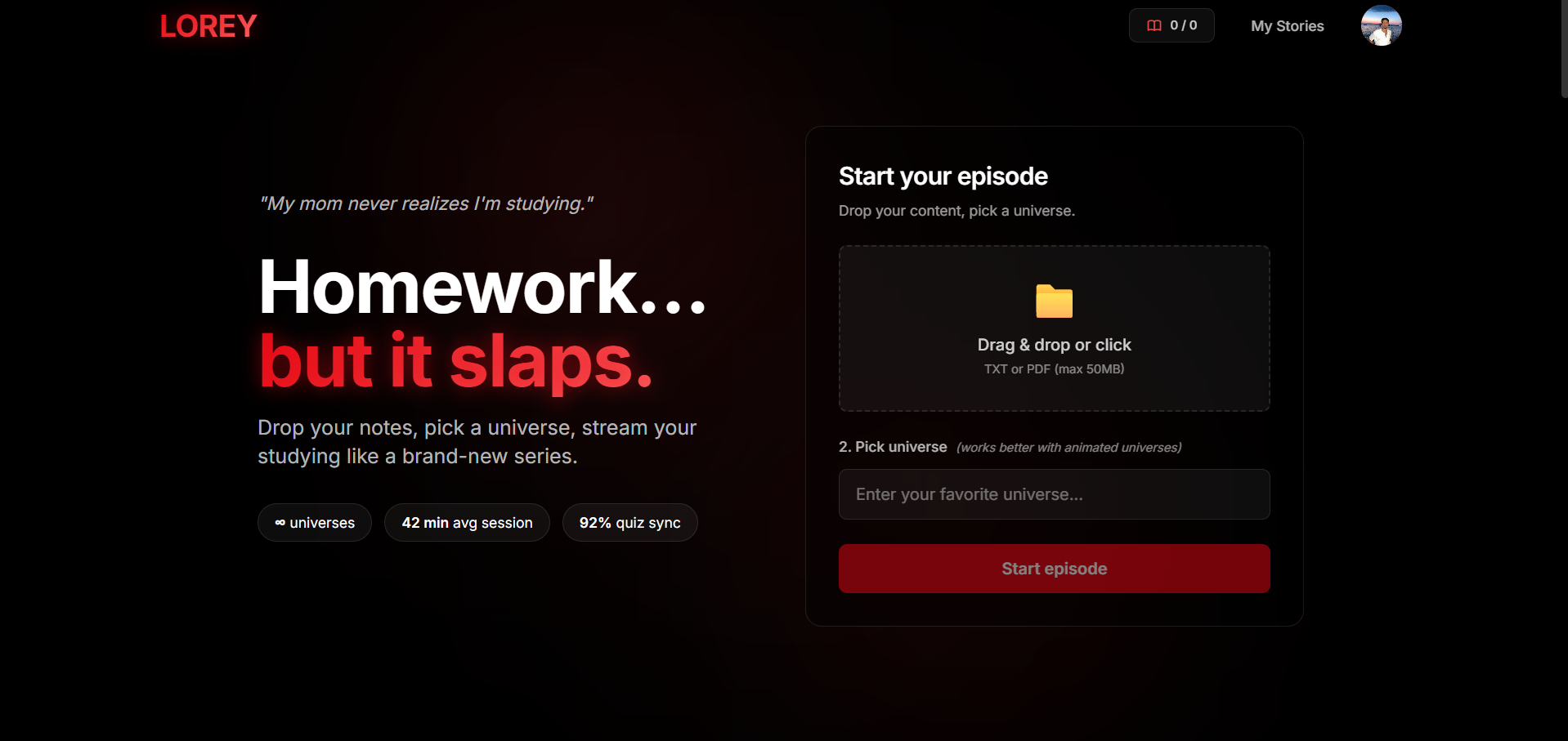 Turn your notes into your favorite show! - Main product screenshot demonstrating key features and user interface