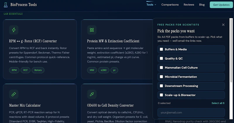 Free Bioprocess & Cell Culture Tools screenshot 3