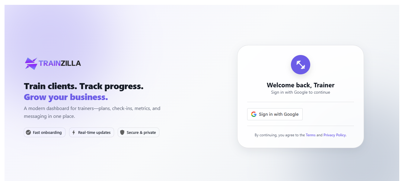 TrainZilla - Main product screenshot demonstrating key features and user interface