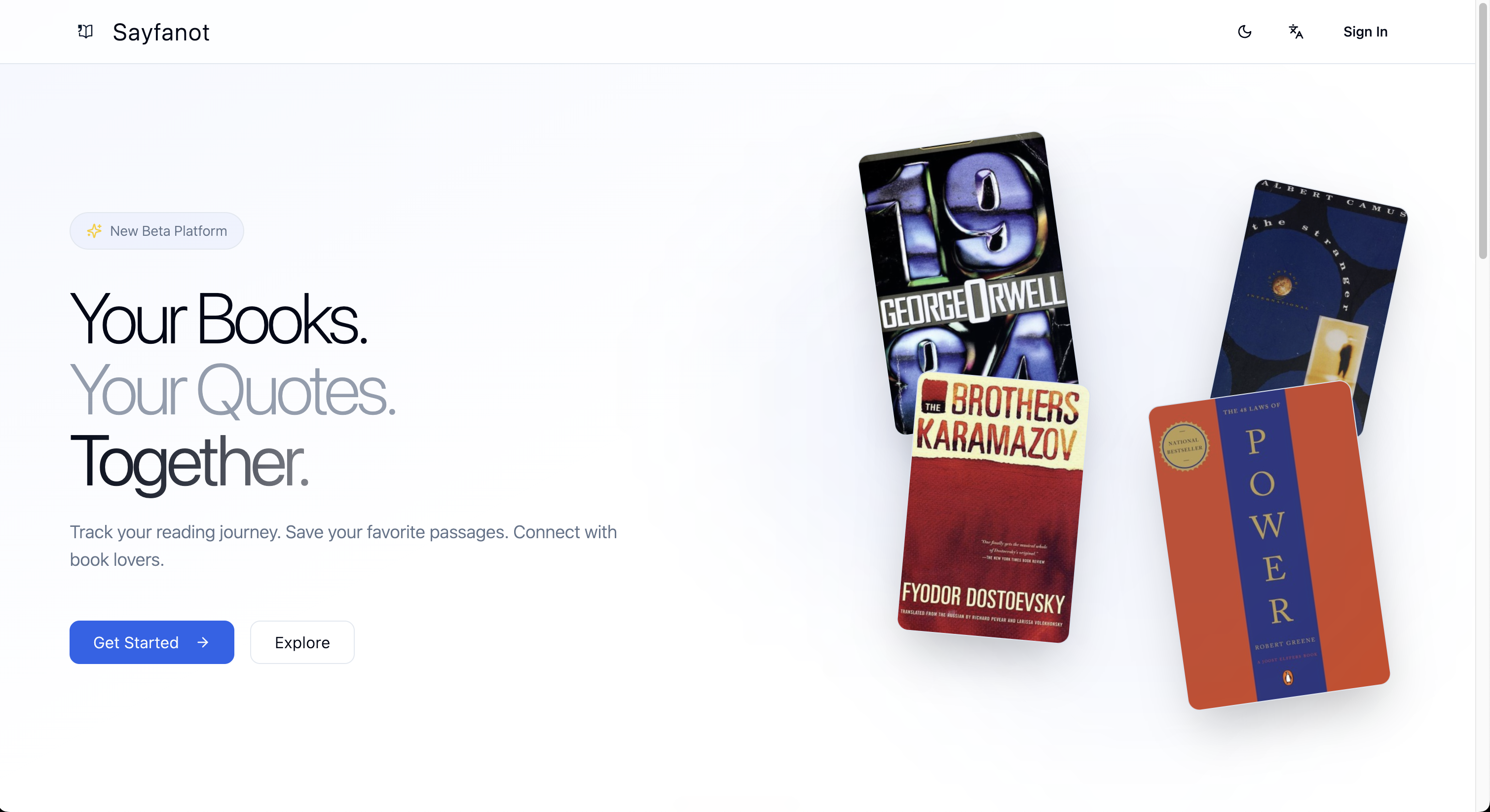 Sayfanot - Main screenshot showing features and interface