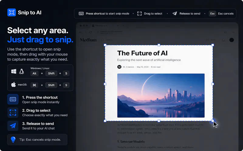 Snip to AI screenshot 1