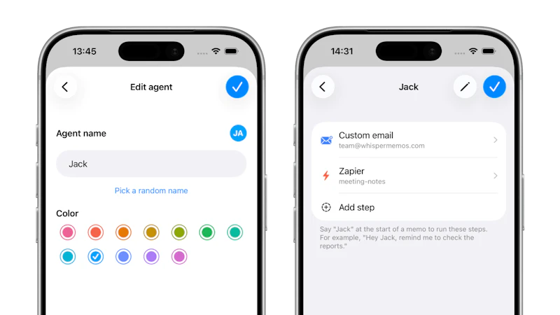 Agents in Whisper Memos screenshot 3