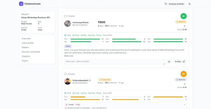FreelancerLens: Freelancer Analyzer screenshot 3