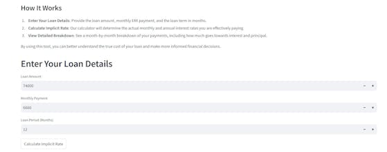 EMI Implicit Rate Calculator gallery image