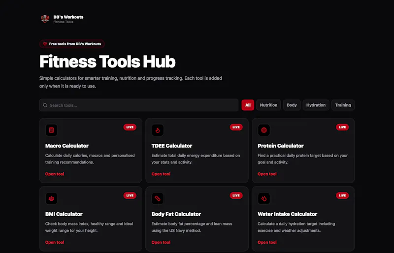DB's Workouts Fitness Tools Hub screenshot 4