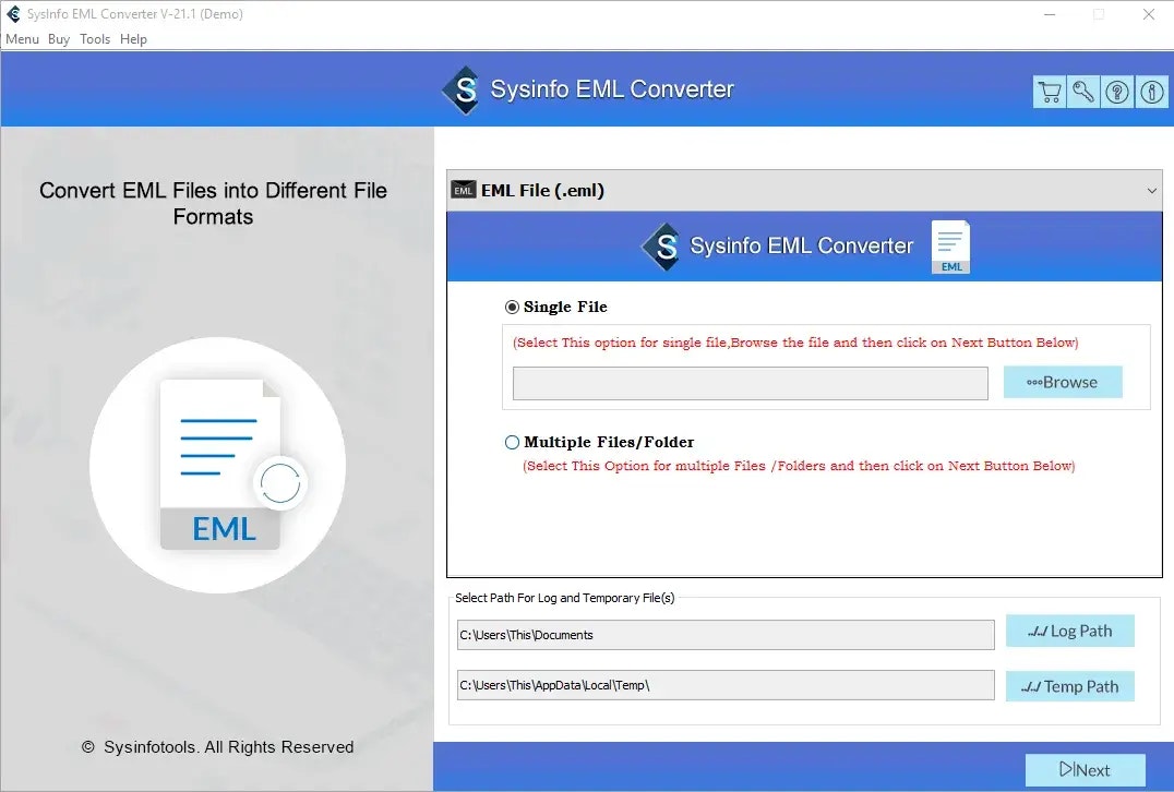 Convertitore EML convertertools di posta media 1