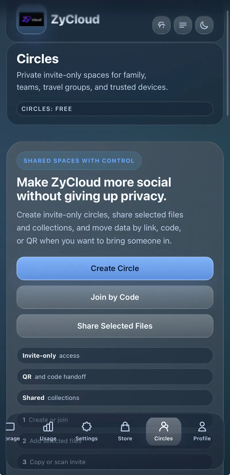 ZyCloud | Local first , ZK storage screenshot 1