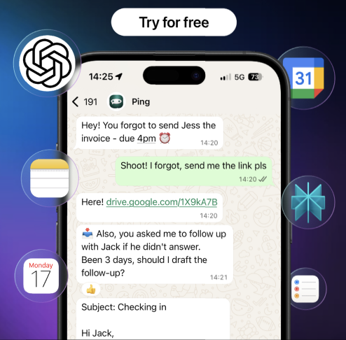 Ping.me - Main product screenshot demonstrating key features and user interface