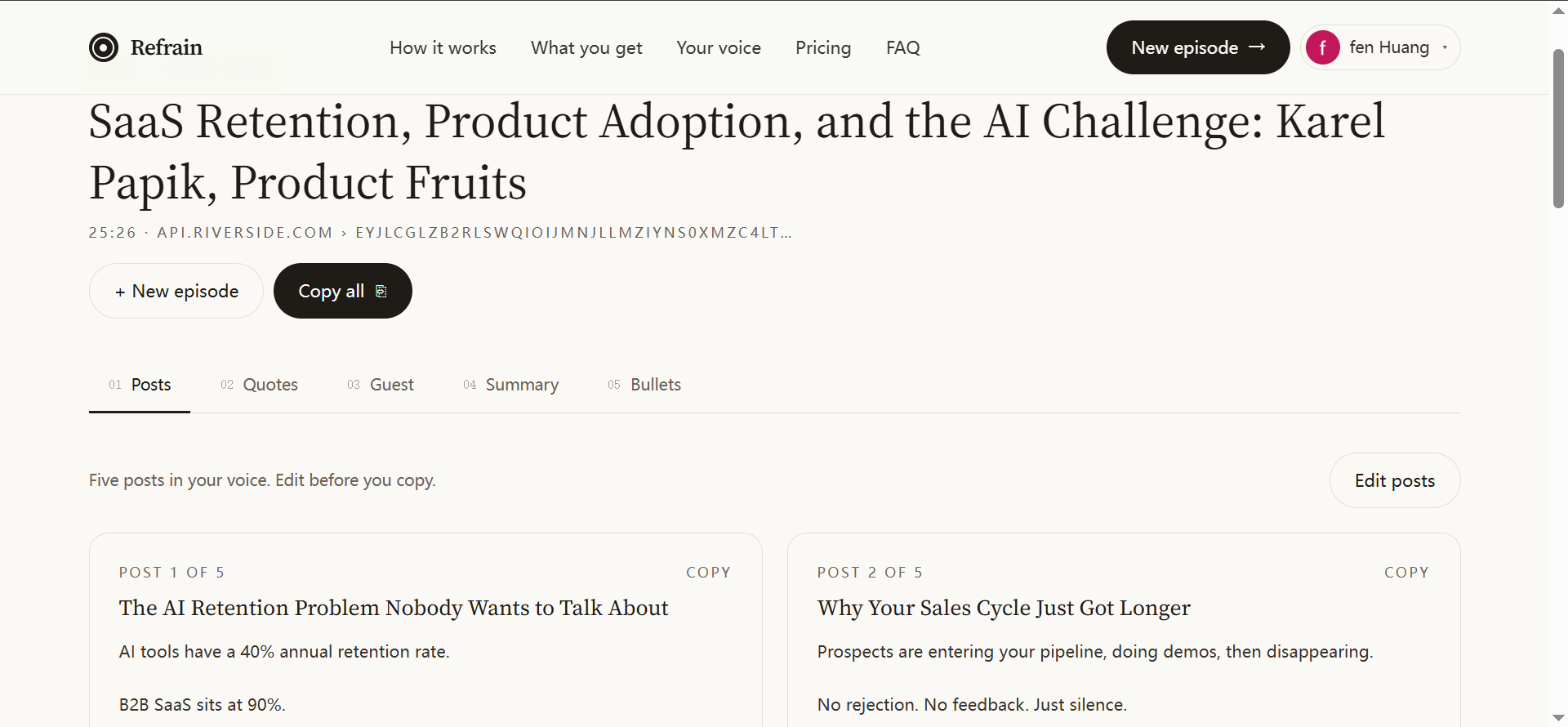 Turn podcast intoLinkedIn posts in voice gallery image