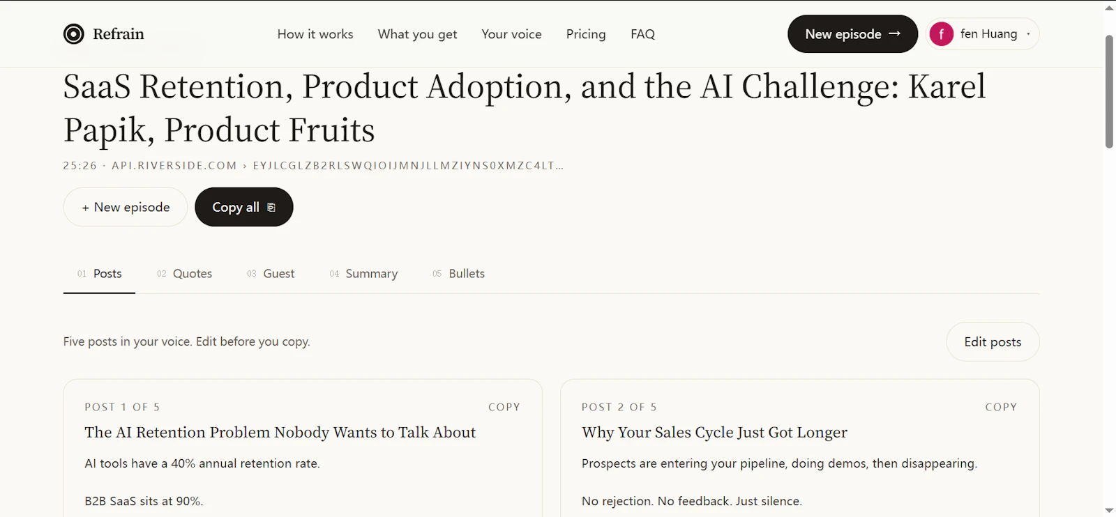 Turn podcast intoLinkedIn posts in voice screenshot 3