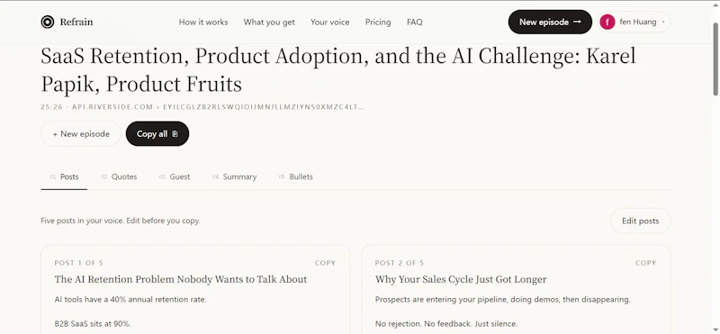 Turn podcast intoLinkedIn posts in voice screenshot 3