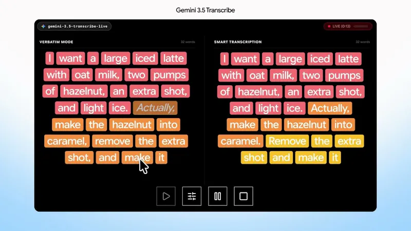 Gemini 3.5 Transcribe screenshot 3 (video preview)