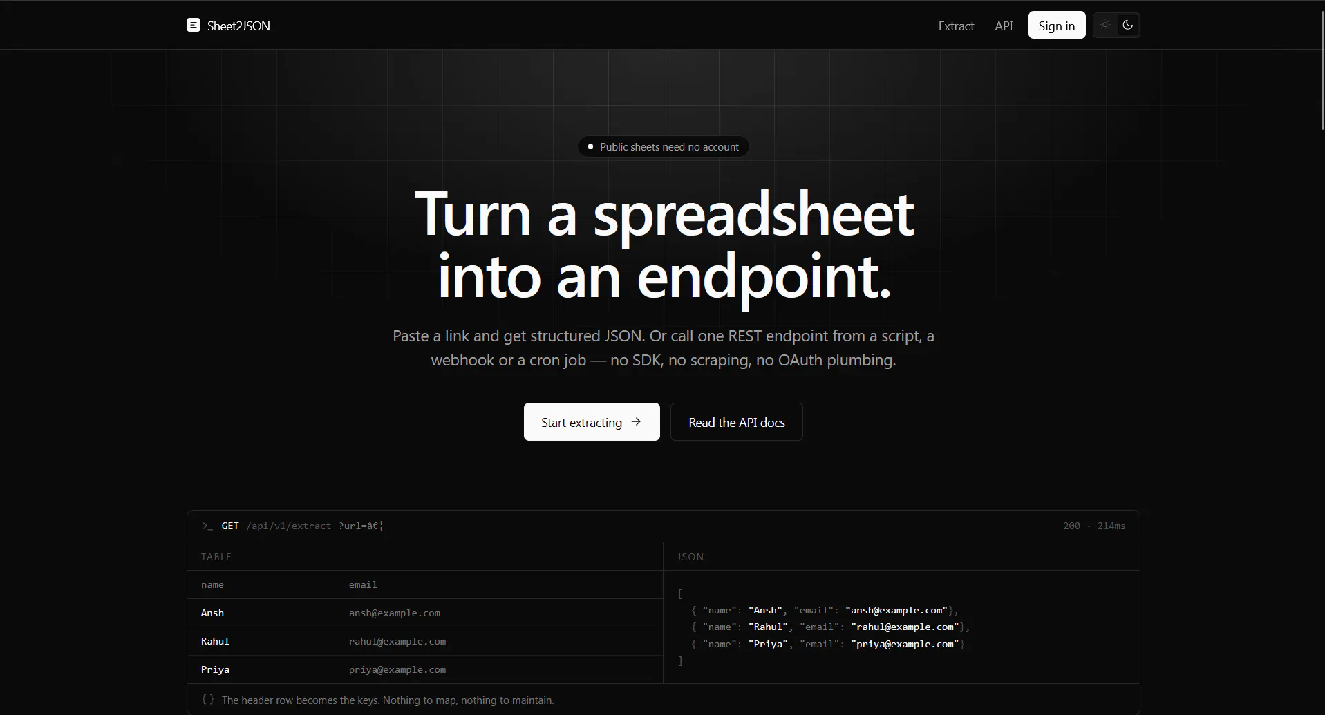 Sheet2JSON