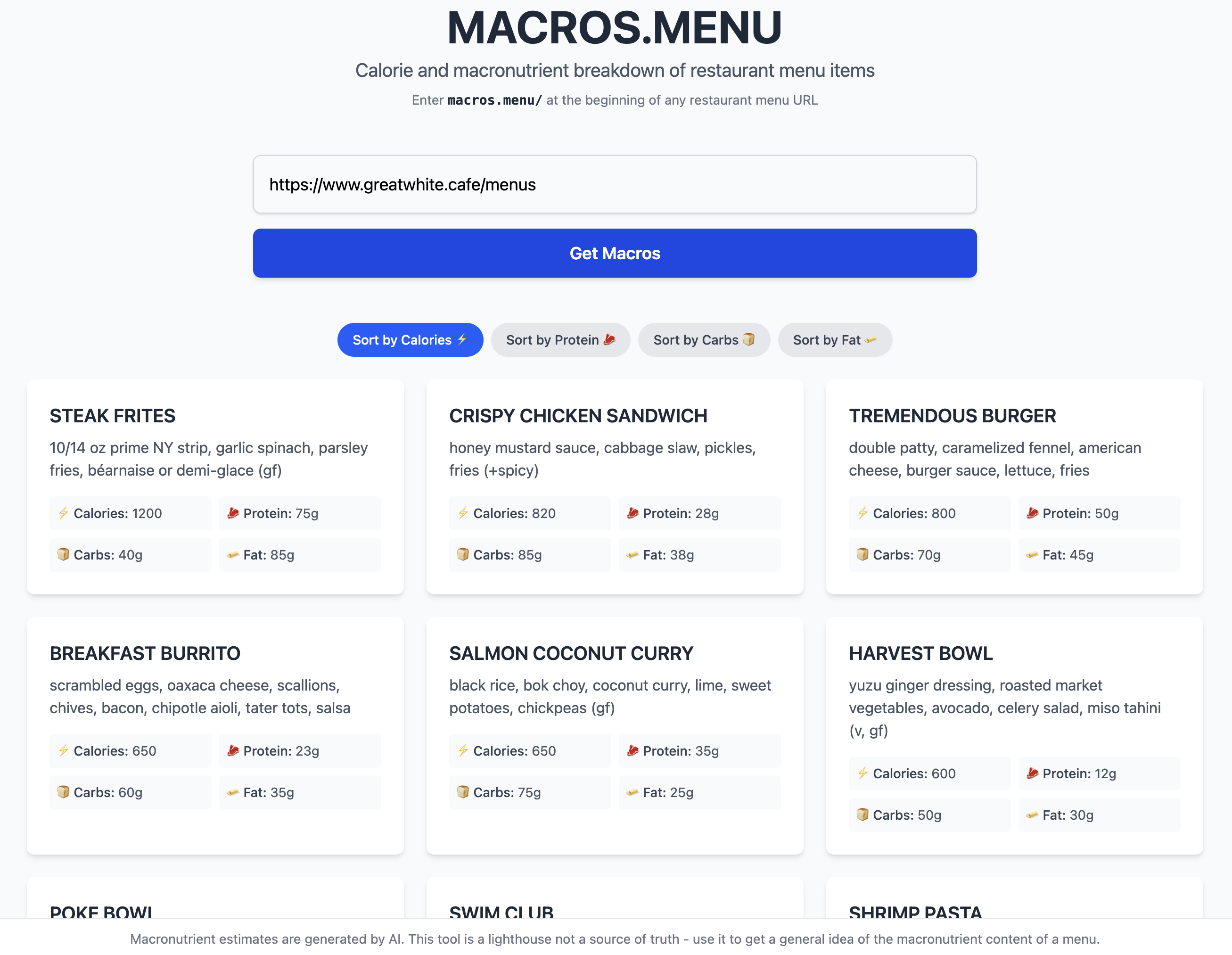 Makrolar menüsü - AI Powered Restaurant Menü Makrobesin Bilgisi medya 2