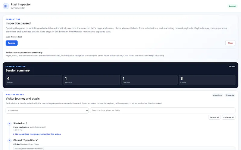 PixelInspector, demystify pixel tracking screenshot 2