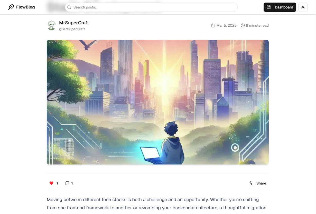 FlowBlog - 제작자를위한 현대적이고 미니멀리스트 블로깅 플랫폼 미디어 3