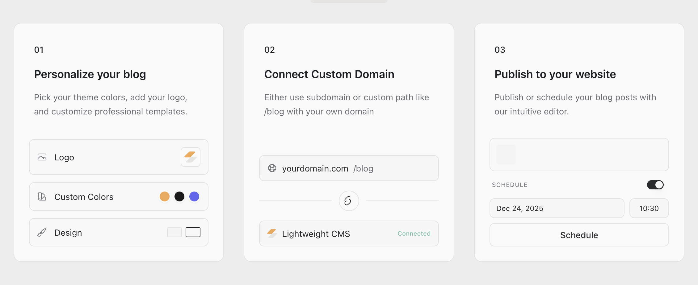 Lightweight CMS - Screenshot 2 showing product features and functionality
