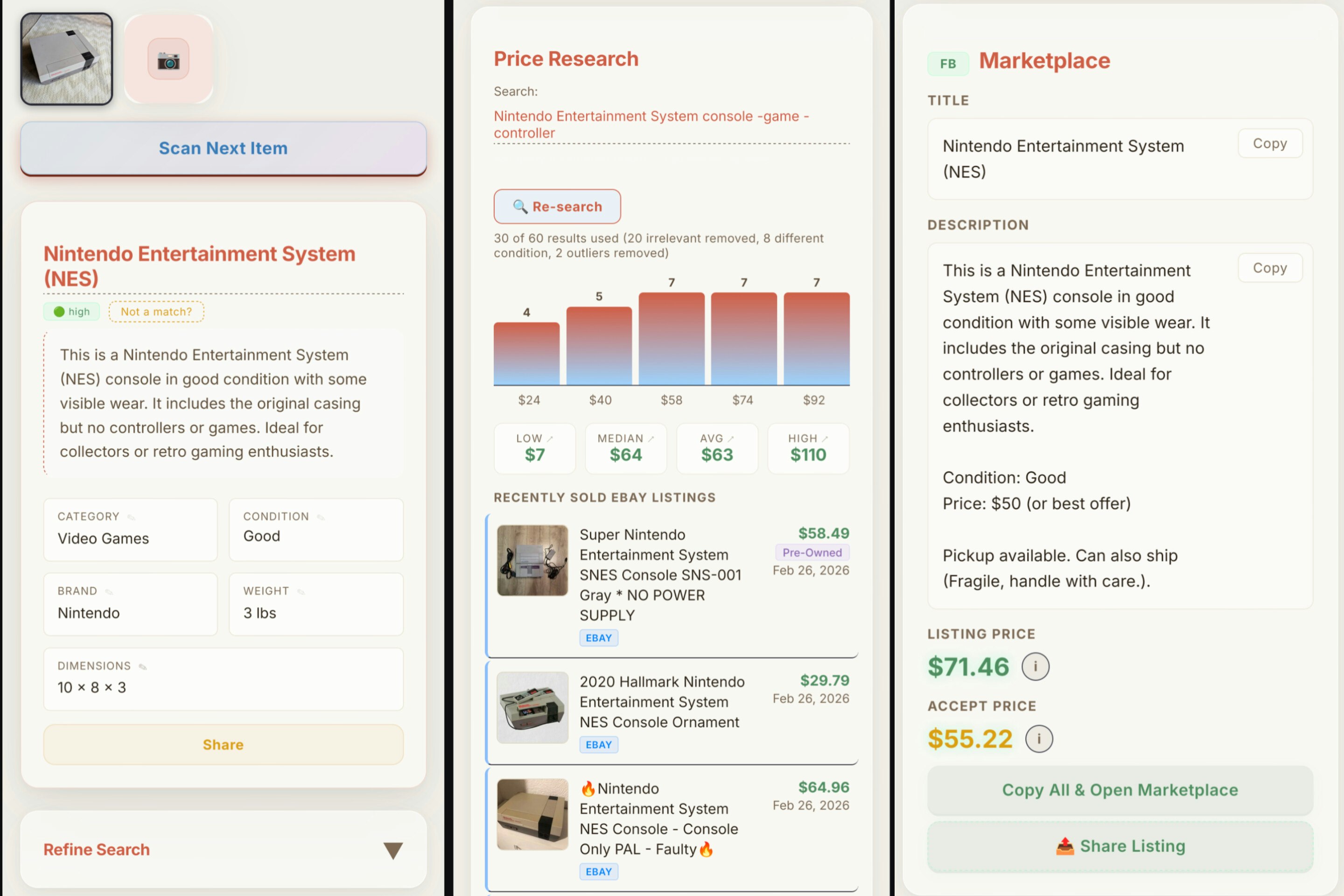 SellApplesauce Photo to Price in Seconds - Screenshot 2 showing product features and functionality