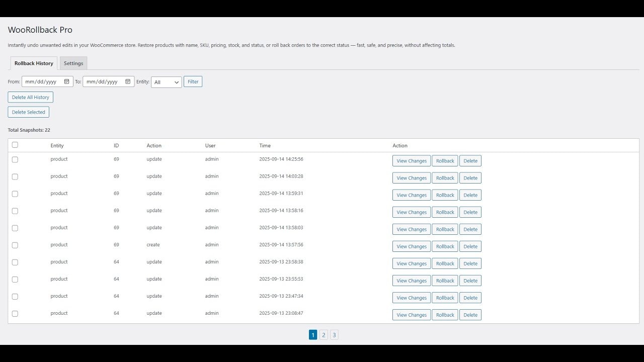 WooRollback Pro gallery image
