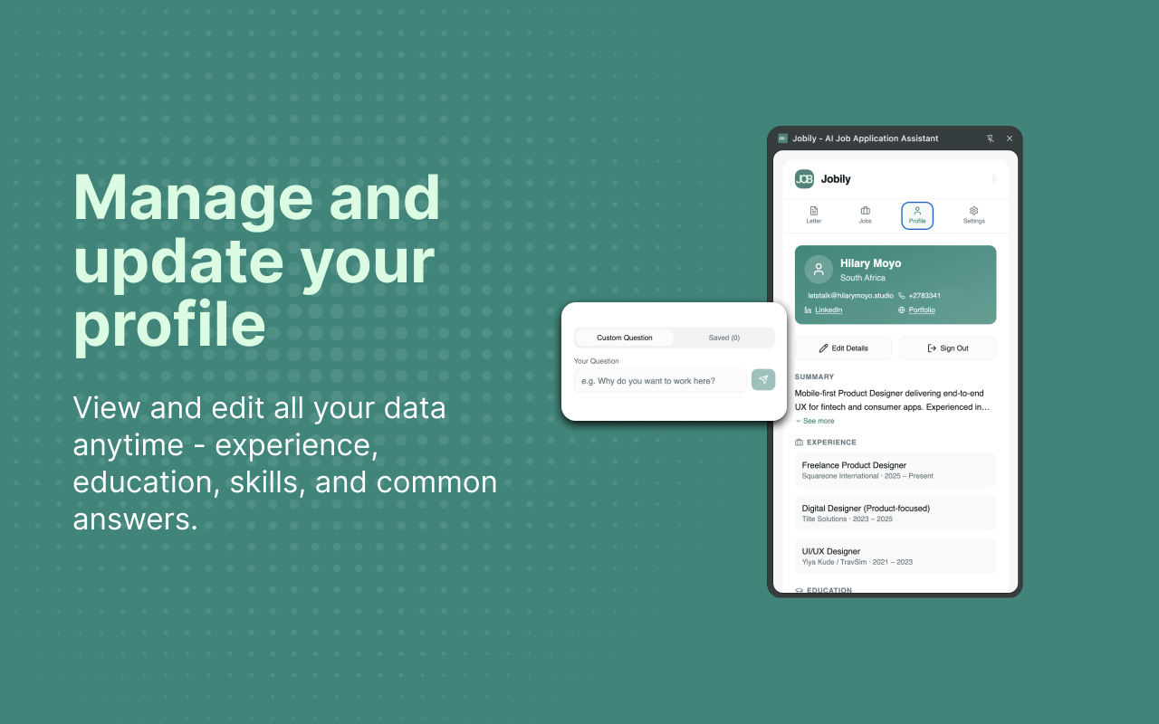 Jobily - Screenshot 2 showing product features and functionality