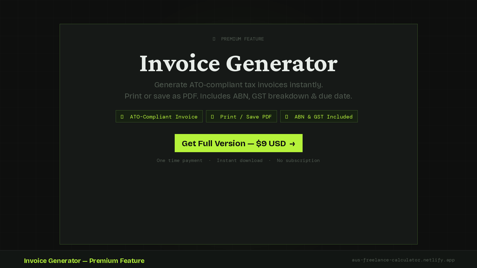 Aus Freelancer Tax & Invoice Calculator gallery image