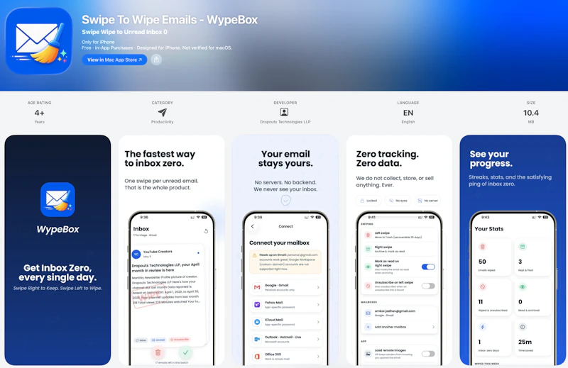 Swipe to Wipe Emails  screenshot 1