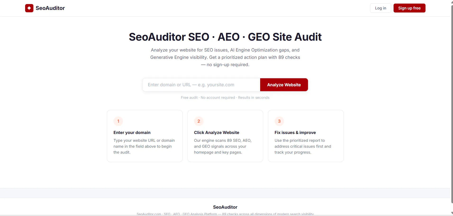 SeoAuditor — SEO · AEO · GEO Site Audit product banner