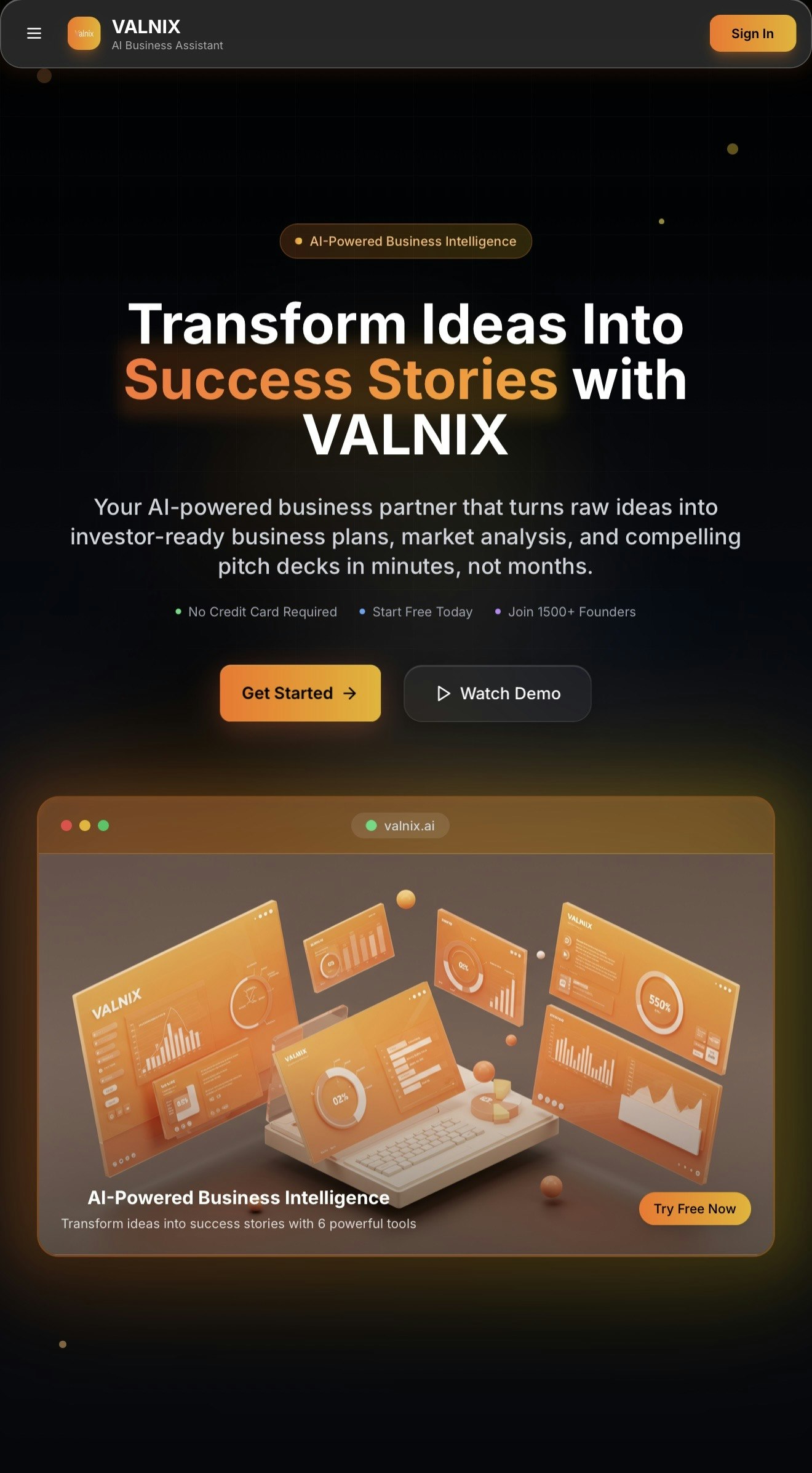 Valnix - Strumenti basati sull'intelligenza artificiale per perfezionare le idee, analizzare i mercati e build media 1