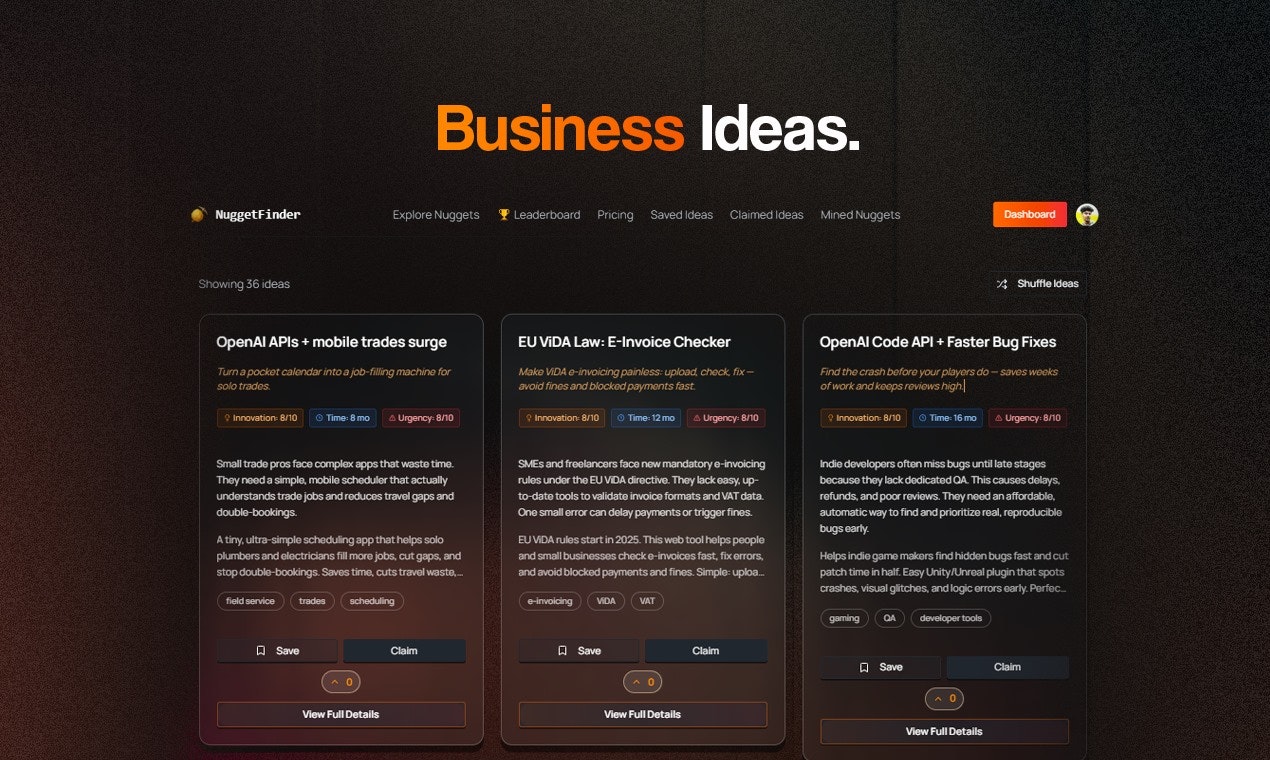 NuggetFinder - Idee di avvio convalidate: tempistica della domanda tecnologica media 7
