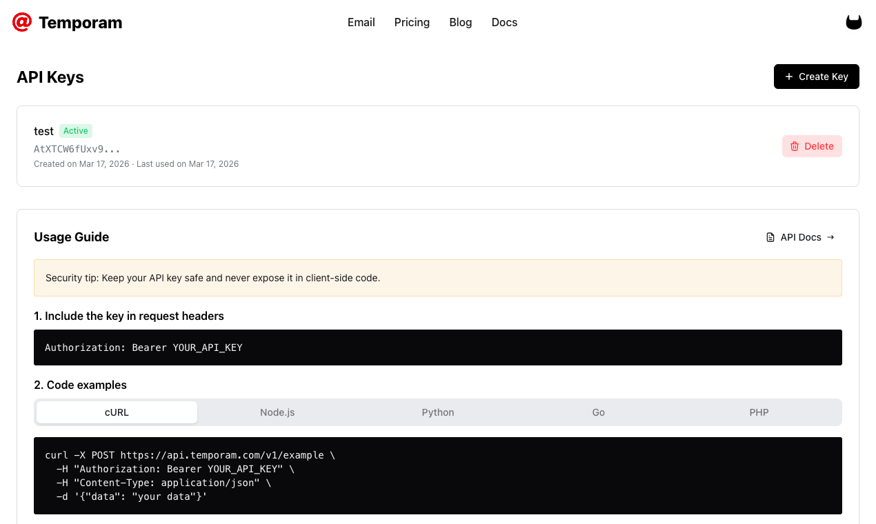 Temporam - Screenshot 4 showing product features and functionality