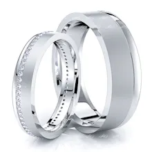 His & Hers 0.05ct Diamond Band Set gallery image