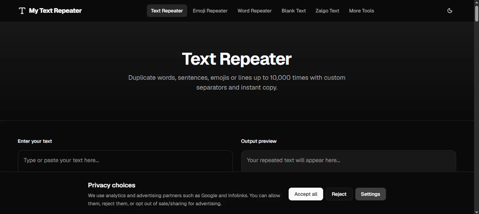 Text Repeater Online screenshot 1
