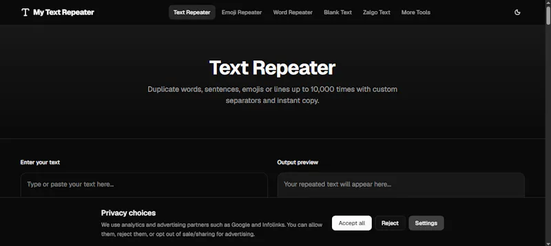 Text Repeater Online screenshot 1