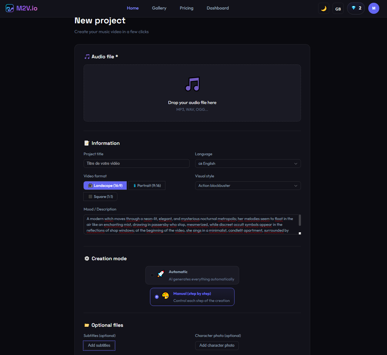 M2V.io - Screenshot 2 showing product features and functionality