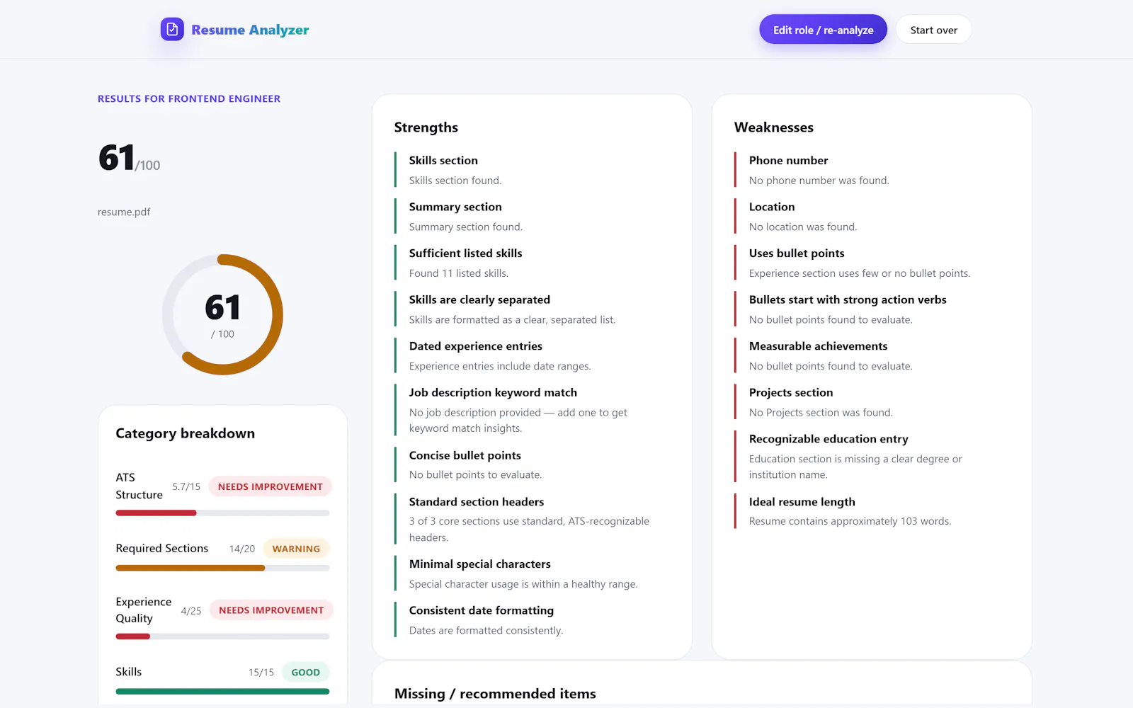 Resume Analyzer screenshot 3