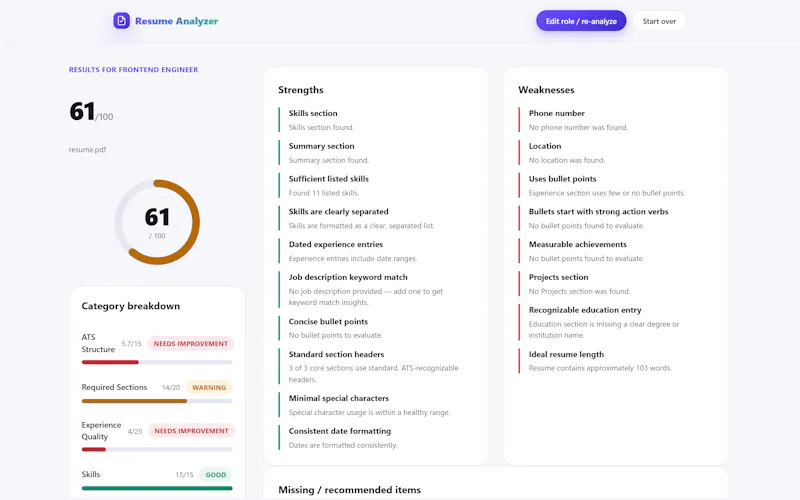 Resume Analyzer screenshot 3