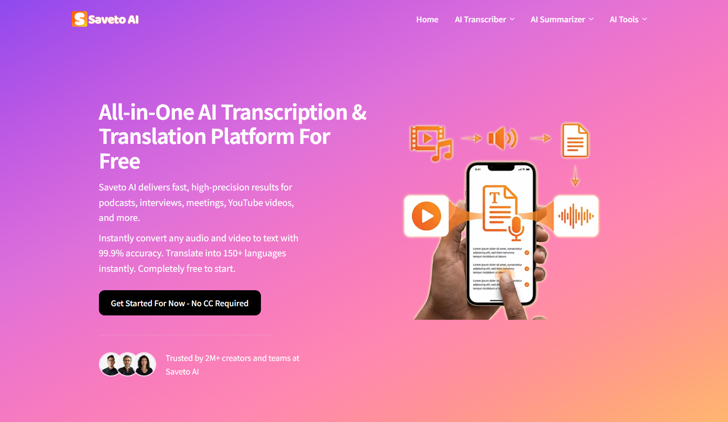 Saveto AI| Free AI Transcription Tool gallery image