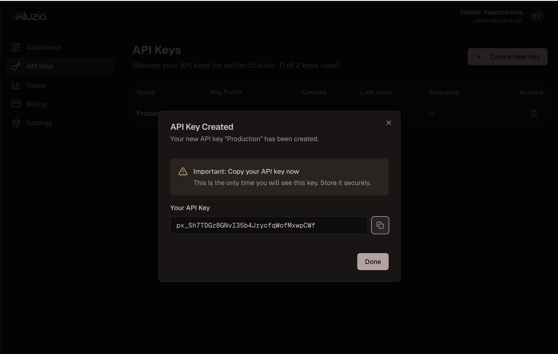 Luzia Crypto API - Screenshot 3 showing product features and functionality