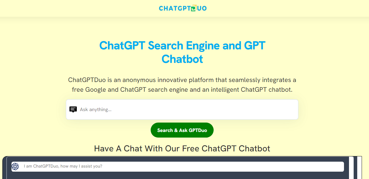 ChatGPT Search Engine and GPT Chatbot