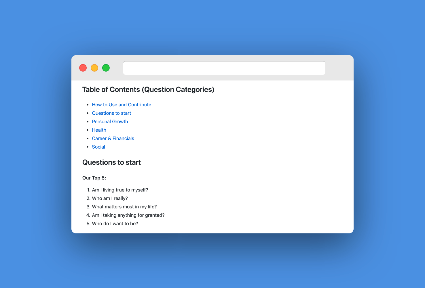 Self-Reflection Question Catalog gallery image