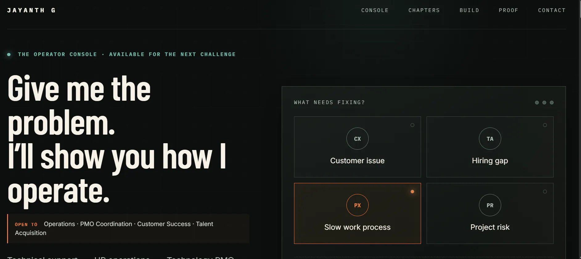 Jayanth G — The Operator Console