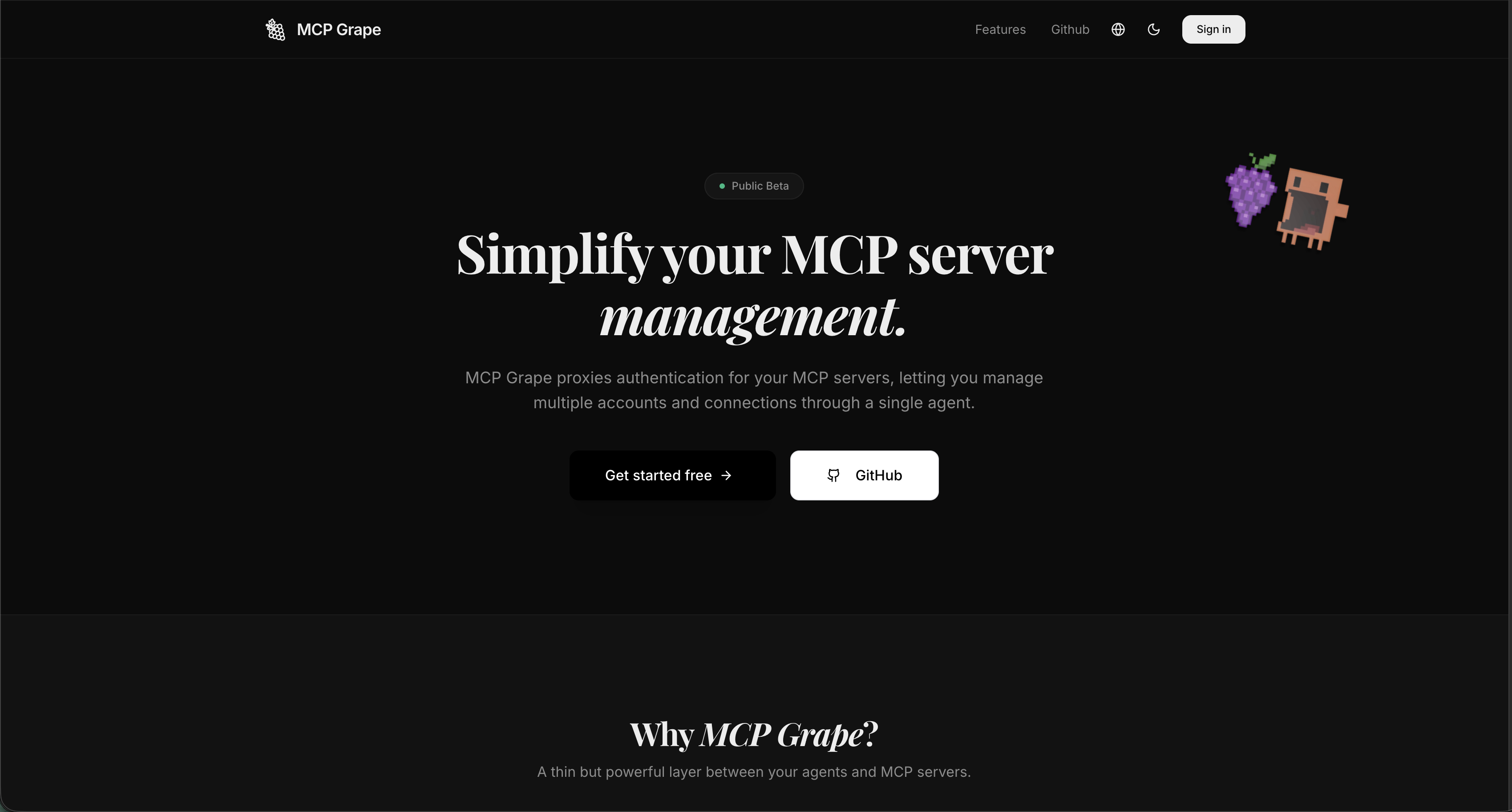 MCP Grape - Main product screenshot demonstrating key features and user interface