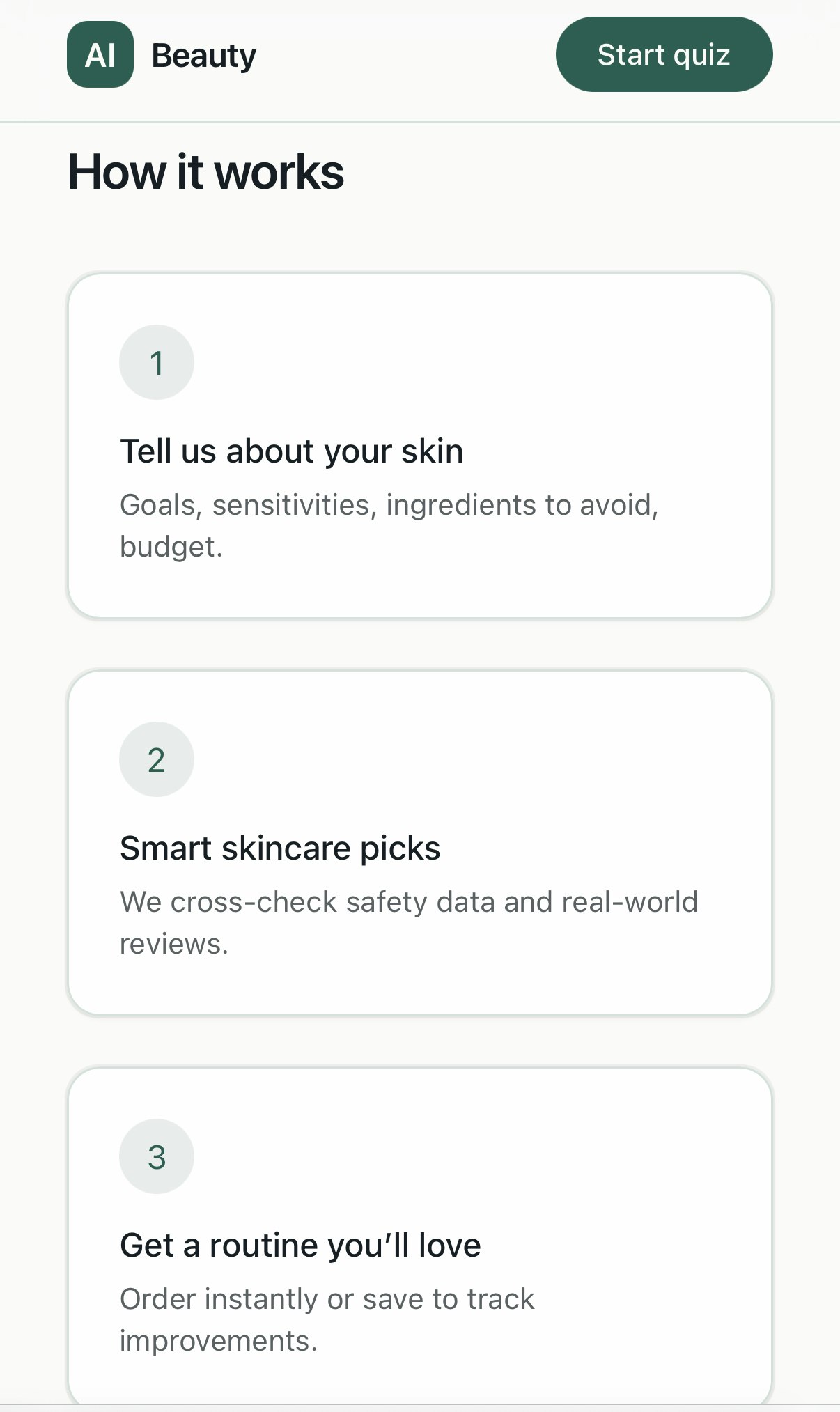 AI Beauty Recommender - Main screenshot showing features and interface
