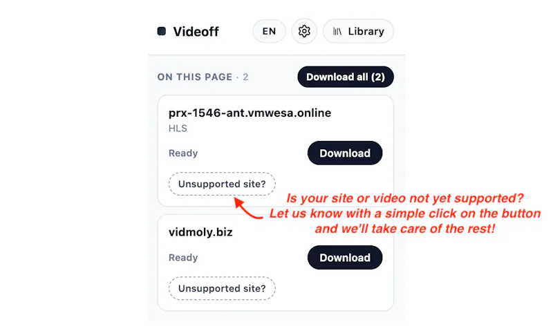 Videoff — detect & archive web videos screenshot 4